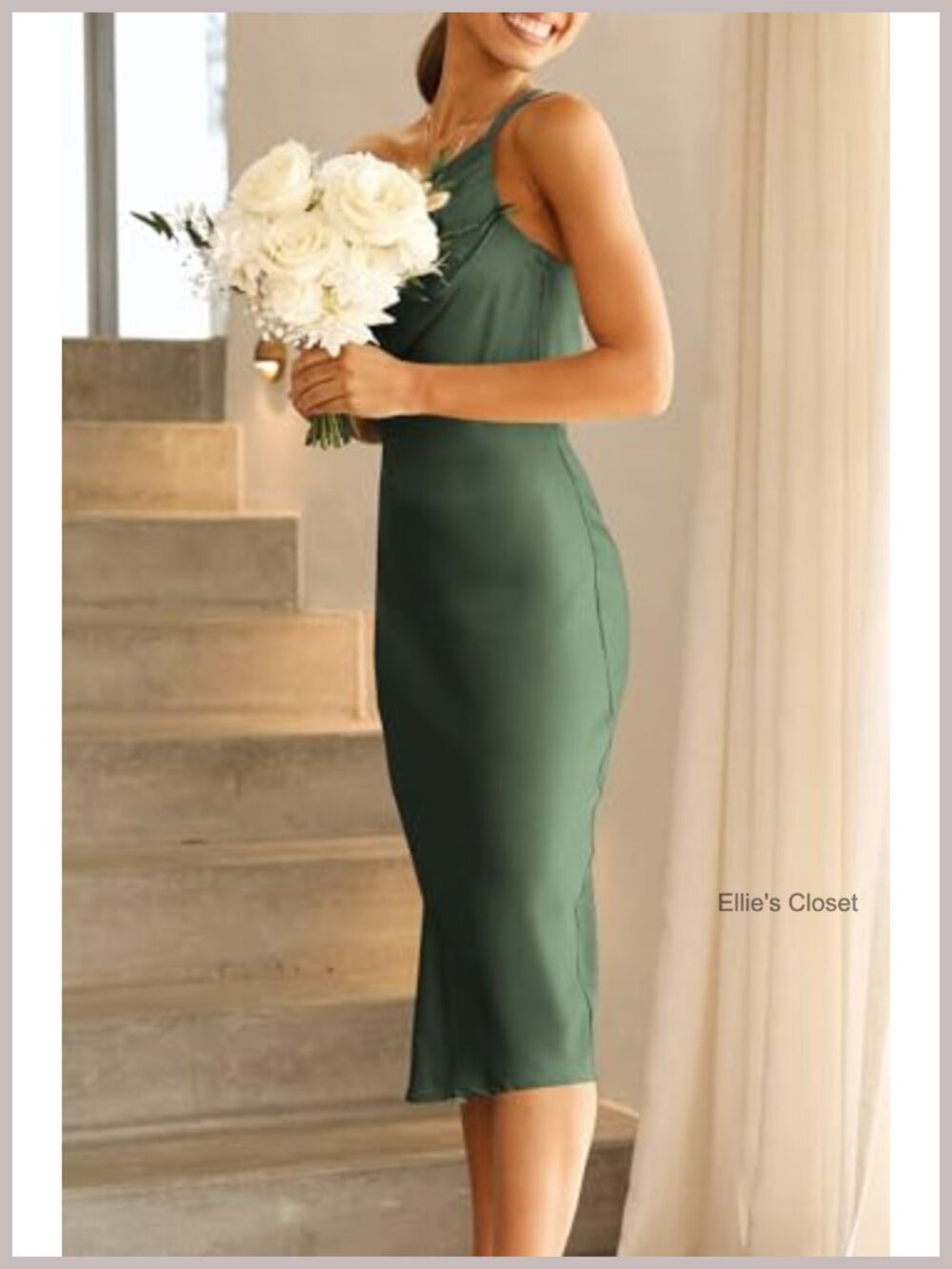 One Shoulder Midi Satin Bodycon Dress Summer Sleeveless Backless Ruched - Picture 3 of 6